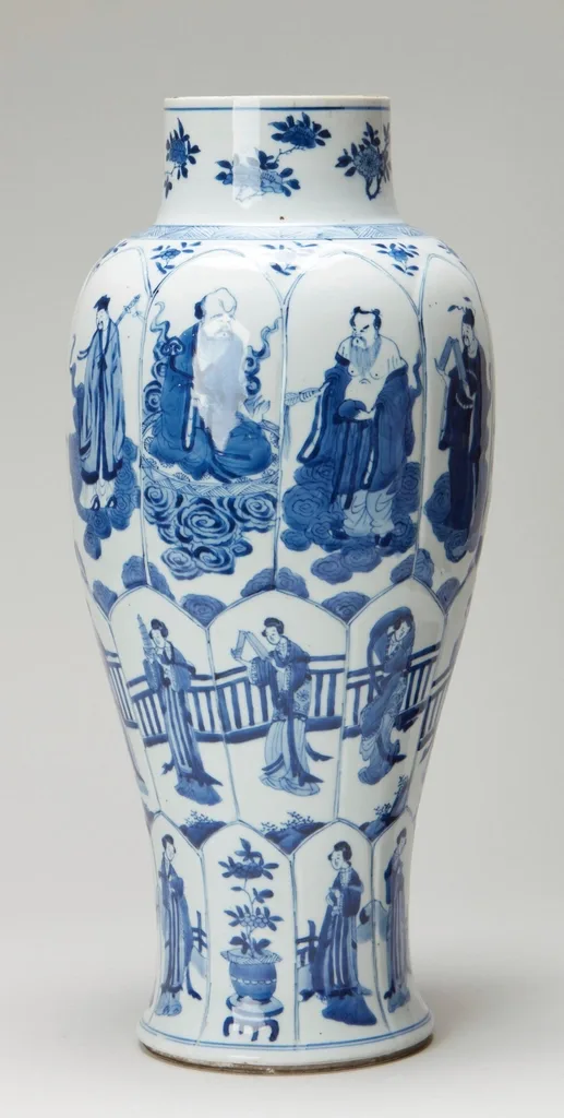 ceramic, glaze; wooden base