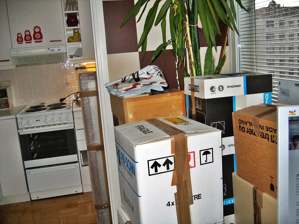 Moving boxes and furniture